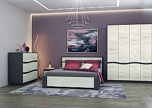 Set dormitor Yasen Geneva gri grafite/stejar craft alb