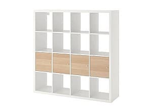 Стеллаж IKEA Kallax 4 вставки 147x147 Белый/Под Беленый Дуб(Бежевый)