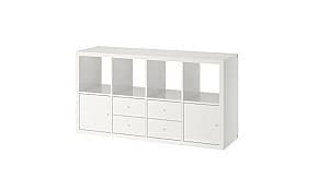 Стеллаж IKEA Kallax с 4 вставками 77x147 Глянцевый/Белый