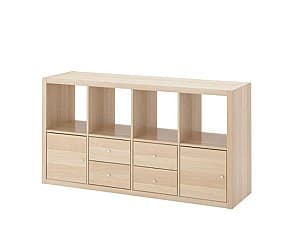 Etajera IKEA Kallax cu 4 organizatoare 147x77 Aspect Stejar Antichizat(Bej)