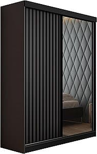 Шкаф купе Prime Furniture Malani 138x205x59 Графит (Серый)/Черный
