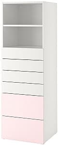 Детский шкаф IKEA Smastad/Platsa 6 ящиков 60x57x181 Белый/Бледно-розовый