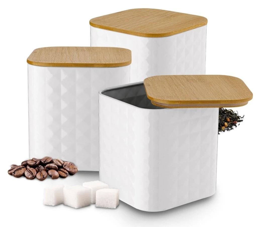 Recipiente pentru condimente Tadar Geometric White 3pcs