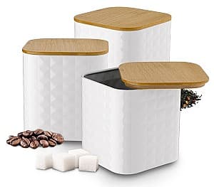 Recipiente pentru condimente Tadar Geometric White 3pcs