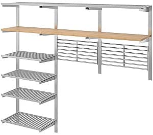 Etajera IKEA Kungsfors cu polite/gratar Inox/Bambus