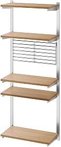 Raft de perete IKEA Kungsfors 5 polite/gratar Inox/Frasin