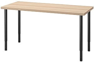 Masa de birou IKEA Lagkapten/Olov 140x60 Aspect Stejar Antichizat/Negru