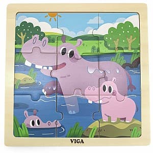 Пазлы VIGA Мать-бегемотик и ее детеныш 44628