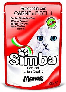 Влажный корм для кошек SIMBA CAT Pouches with beef and peas 100gr