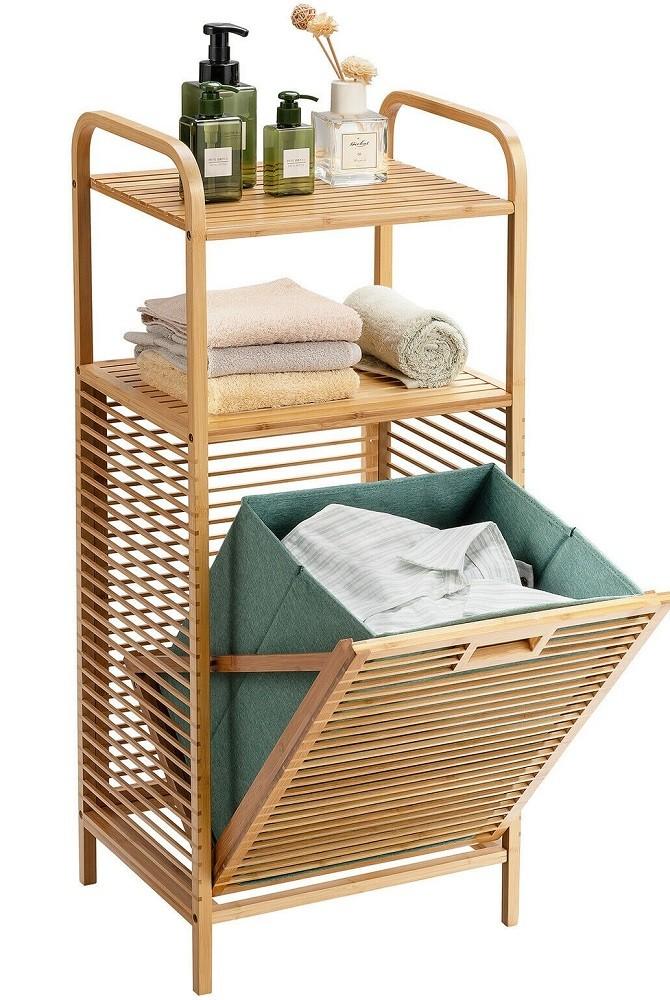Корзина для белья Costway HW66588NA Natural/Gray Green