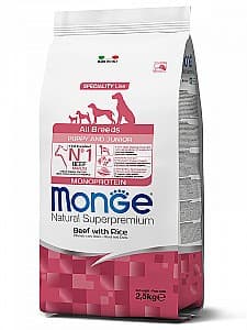 Hrană uscată pentru câini Monge ALL BREED PUPPY Beef/Rice 2.5kg