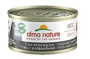Hrană umedă pentru pisici Almo Nature HFC Can Jelly Tuna with Squids 70g