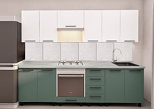 Set mobila bucatarie PS Iulia (Trendy Panel) 2.6 m White(Alb)/Relax Green(Verde)