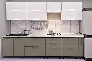 Кухонный гарнитур PS Квадро (Trendy Panel) 3 м White(Белый)/New Grey(Серо-Коричневый)