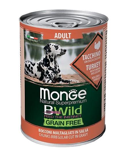 Hrana umeda pentru caini Monge ADULT Turkey/Pumpkin/Zucchini 400g