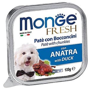 Hrană umedă pentru câini Monge FRESH Pate and chunkies with duck 100gr