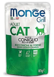 Hrană umedă pentru pisici Monge GRILL POUCH ADULT RABBIT 85gr