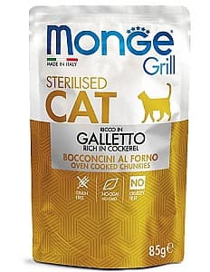 Влажный корм для кошек Monge GRILL POUCH STERILISED COCKEREL 85gr