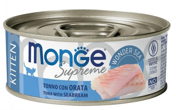 Влажный корм для кошек Monge SUPREME KITTEN Tuna/Seabream 80gr