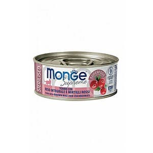 Hrană umedă pentru pisici Monge SUPREME STERILISED Tuna/Rice/Cranberry 80gr