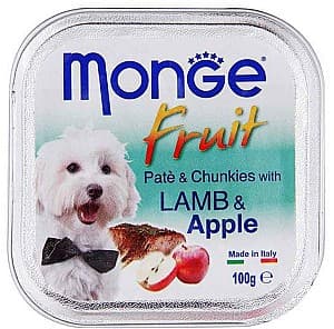 Hrană umedă pentru câini Monge FRUIT LAMB/APPLE 100gr