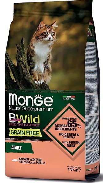 Сухой корм для кошек Monge BWILD GRAIN FREE Salmon/Peas 1.5kg