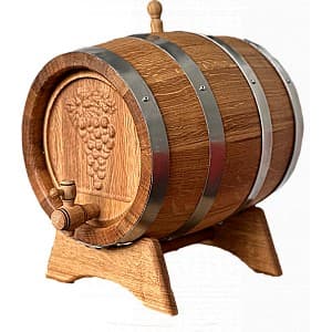 Деревянная бочка Карпаты Карпатский дуб, 10л (3D дизайн виноградная лоза)