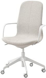 Офисное кресло IKEA Langfjall вращающееся с подлокотниками/высокая спинка Гуннаред Бежевый/Белый