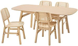 Набор стол и стулья IKEA Voxlov/Voxlov 180x90 Бамбук 1+4