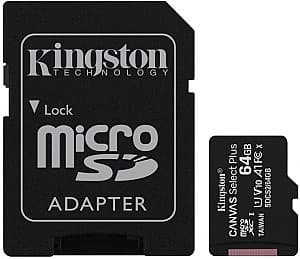 Карта памяти Kingston microSD Class10 64GB + SD adapter (SDCS2/64GB)