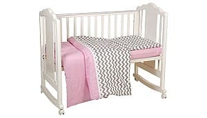 Lenjerie de pat pentru copii Polini Kids ZigZag 3 unități Grey-Pink