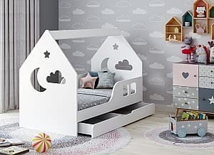 Pat copii Happy Baby House Cloud L02 cu sertar 70x140 Alb