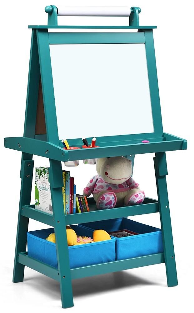 Tabla de scris pentru copii Costway TY327442BL Turquoise/Blue