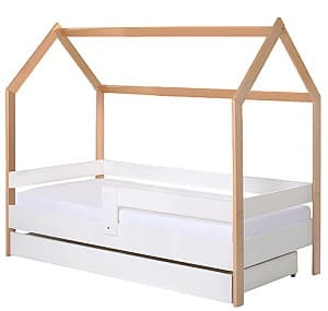 Детская кровать BellaLuni Domek 80x160 с ящиком/матрасом Бук (Бежевый)/Белый