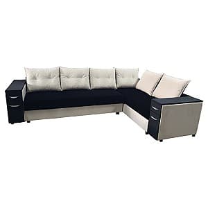 Угловой диван V-Toms Alberta E1M1 2BAR (3×2) Black/White