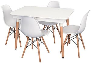 Набор стол и стулья Evelin DT 431-1R Wo + 4 стула LC-021 White