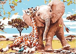 Pictură cu diamante PRC Elefant cu un prieten 06599
