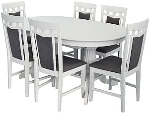 Набор стол и стулья Evelin HV 33 V + Deppa R White/Grey (6 стулья)