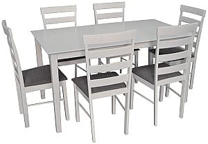 Набор стол и стулья Evelin Sanflower + 6 стульев Gloria White/NV-10WP Grey