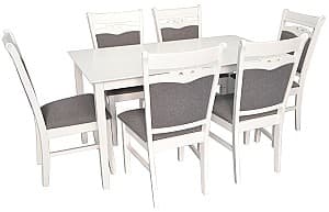 Set de masa si scaune Evelin Sanflower + 6 scaune HV-3167 White/NV-10WP Grey