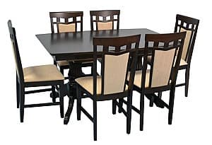 Set de masa si scaune Evelin HV-32-V +Deepa-R Chocolate/F787 (6 scaune)