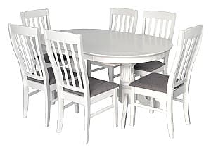 Набор стол и стулья Evelin HV-33V White + 6 стульев Wenyi (White NV-10WP Grey)