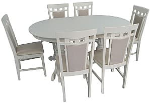 Набор стол и стулья Evelin HV 33 V+Deepa-R Crem Light/NV-1WP (6 стулья)
