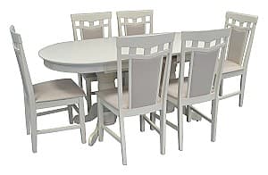 Набор стол и стулья Evelin HV-31N Cream Light + 6 стульев DEPPA R Cream Light NV-1WP
