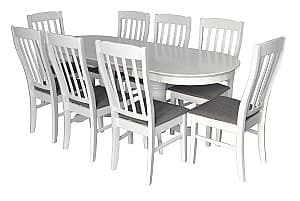 Набор стол и стулья Evelin HV-31N White + 8 стульев Wenyi (White NV-10WP Grey)