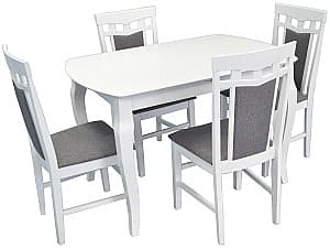 Набор стол и стулья Evelin HV-29V White + 4 стульев DEPPA R White/NV-10WP Grey(Серый)