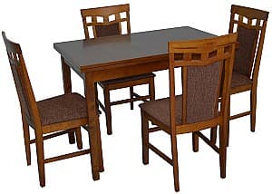 Набор стол и стулья Evelin HV-30V Burnish + 4 стульев DEPPA R Burnish/F-789 Brown(Коричневый)