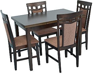 Набор стол и стулья Evelin HV-30V Chocolate + 4 стула DEPPA R Chocolate/F-789 Brown(Коричневый)