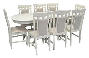 Набор стол и стулья Evelin HV-31N Cream Light + 8 стула DEPPA R Cream Light/NV-1WP (Бежевый)
