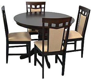 Набор стол и стулья Evelin CAPELLA V Chocolate + 4 стула DEPPA R Chocolate/F-787 (Бежевый)